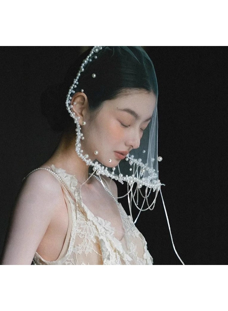 قفص الطيور الحجاب الحجاب الحجاب الأبيض لزفاف النساء - Image 1