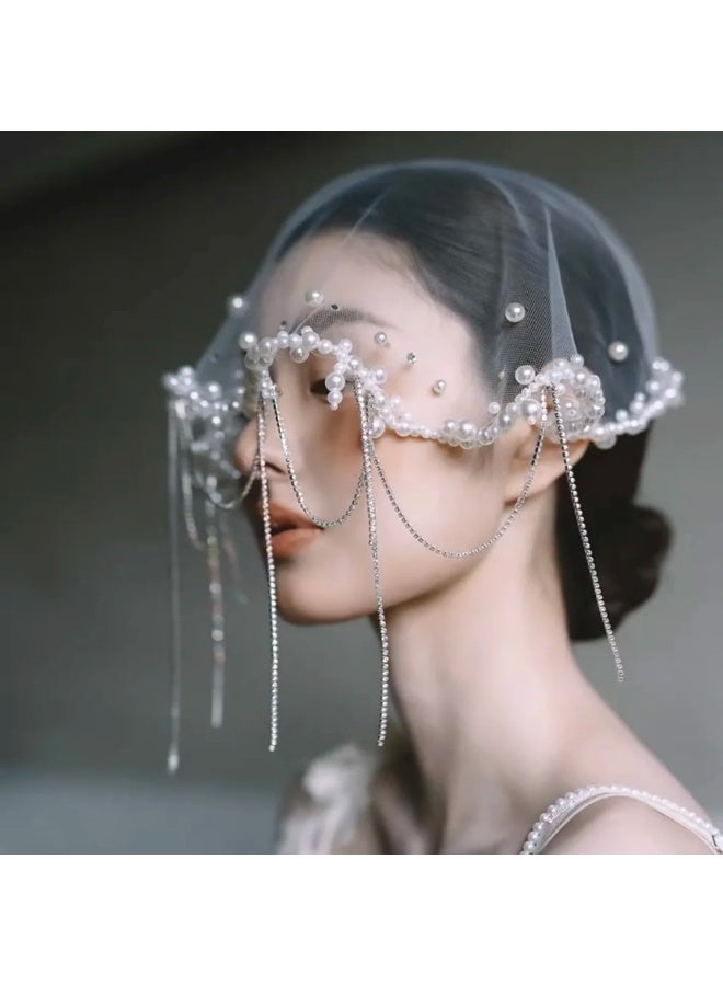 قفص الطيور الحجاب الحجاب الحجاب الأبيض لزفاف النساء - Image 3