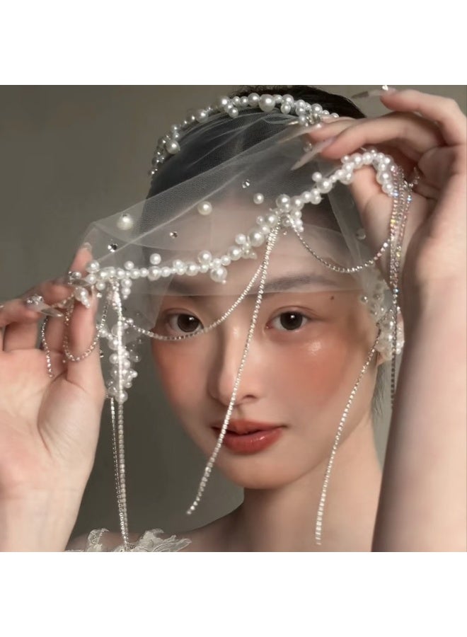 قفص الطيور الحجاب الحجاب الحجاب الأبيض لزفاف النساء - Image 5