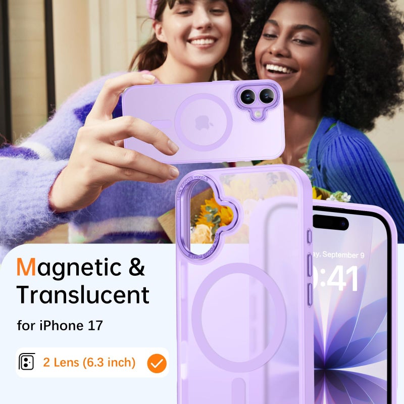 BENTOBEN Magnetic for iPhone 17 Case 6.3" 2025, [Compatible with Magsafe] Slim Cute Matte Translucent Shockproof Drop Protective Bumper Women Men Phone Case Cover for iPhone 17, Lavender - Image 2