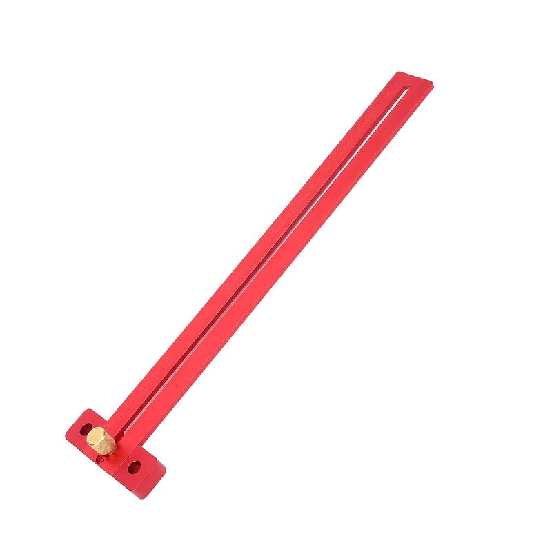 Red Anodized Aluminum Alloy T Ruler 370mm Professional Woodworking Scriber Measurement Tool - Image 3