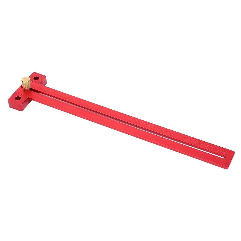 Red Anodized Aluminum Alloy T Ruler 370mm Professional Woodworking Scriber Measurement Tool - Image 4