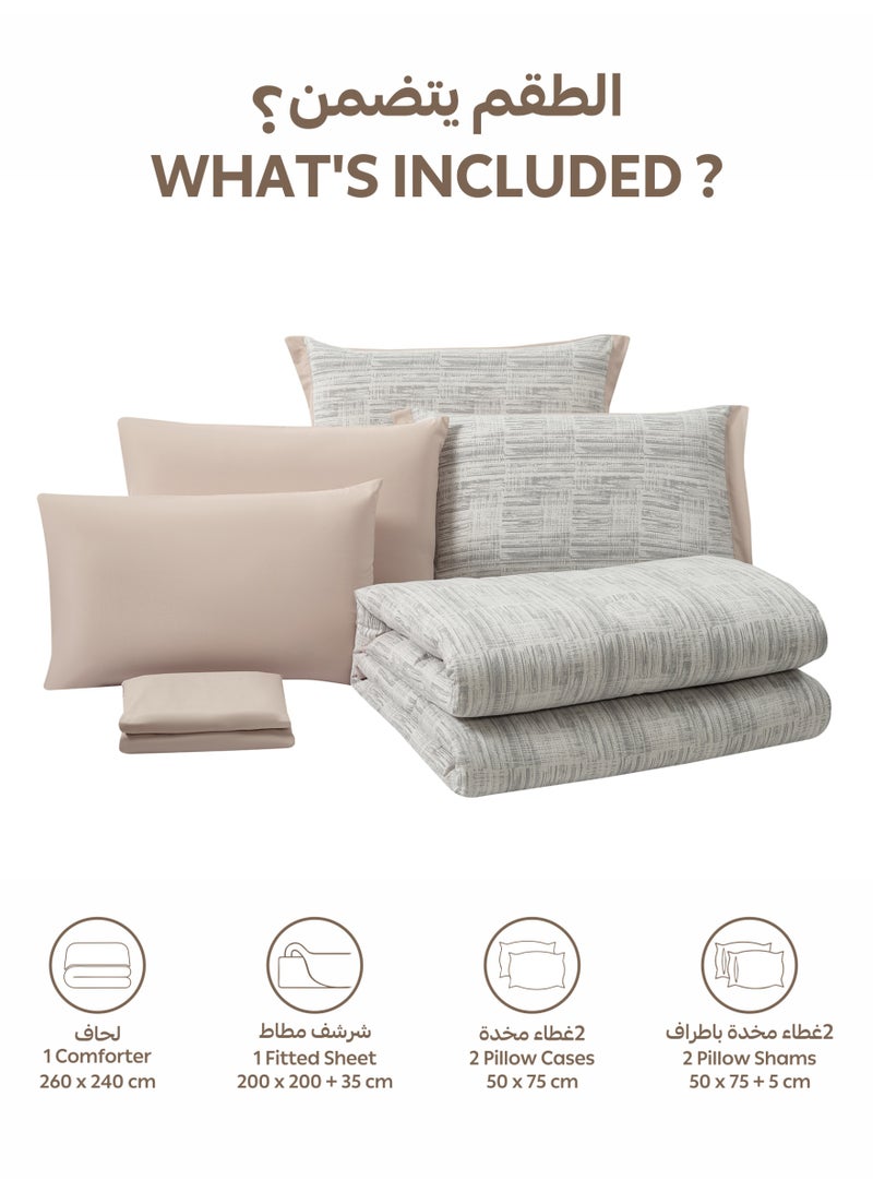 Doona Bedding Comforter Set, Fits 200×200 cm King Size Bed – 6 Pcs Reversible Printed Design – 350 GSM All-Season Comforter – Premium Brushed Microfiber - Image 4