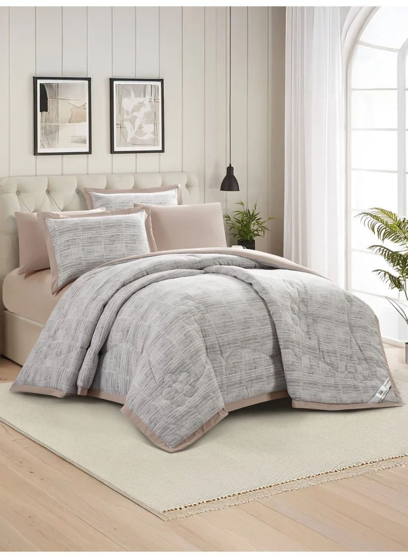 Doona Bedding Comforter Set, Fits 200×200 cm King Size Bed – 6 Pcs Reversible Printed Design – 350 GSM All-Season Comforter – Premium Brushed Microfiber