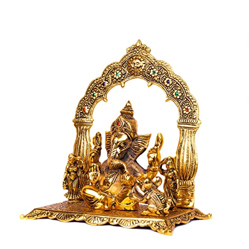Lavanaya Silver -Lord Ganesha Idol Ganpati Idol Showpiece | Statue (10 Cm x 11 Cm x 11 Cm, Silver Plated) (Gold, 25X22X13 CM) - Image 4