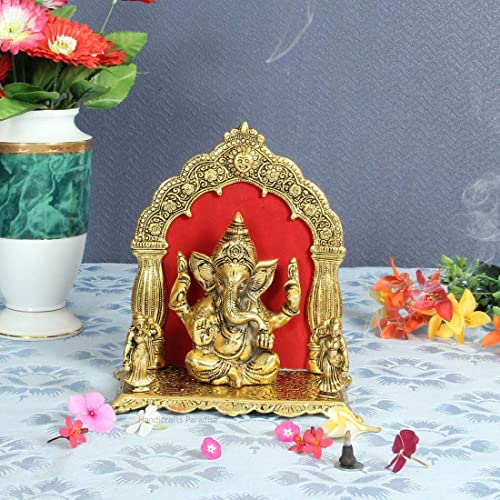 Lavanaya Silver -Lord Ganesha Idol Ganpati Idol Showpiece | Statue (10 Cm x 11 Cm x 11 Cm, Silver Plated) (Gold, 25X22X13 CM) - Image 2