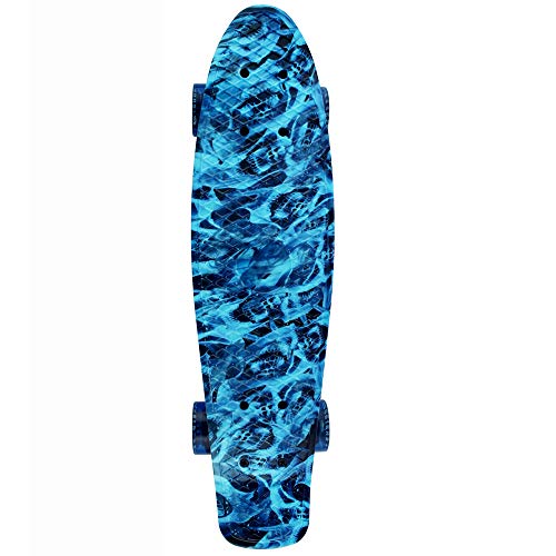 Meketec Skateboard Dog 22 inch Retro Mini Skateboards Kids Board for Boys Girl Youth Beginners Children Toddler Teenagers Adults 5 to 6 Year Old (Blue Flame) - Image 4