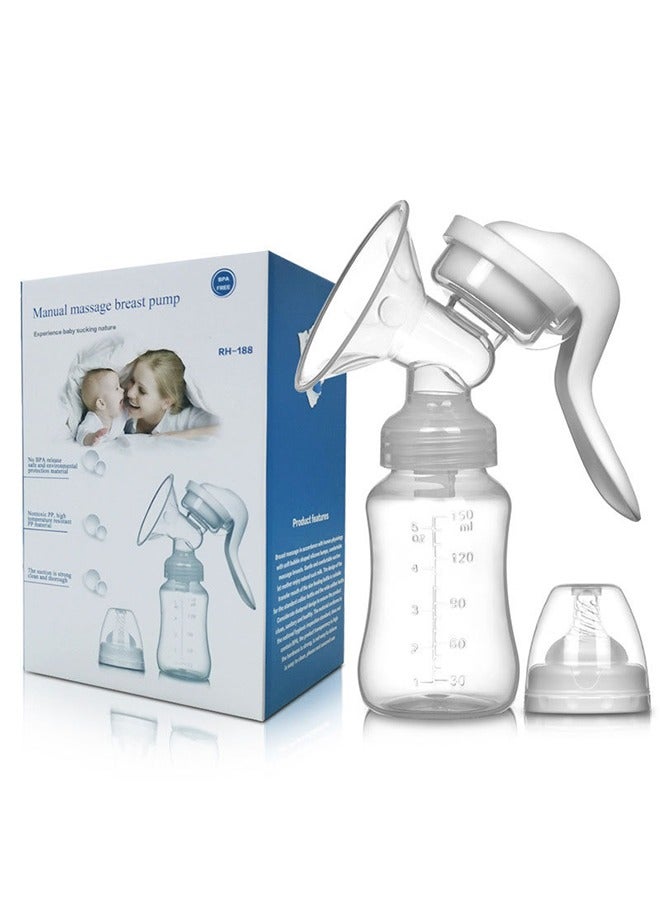 Manual Silicone Breast Pump Painless Breast Massager Quiet, Pain-Free 180 ML With Adjustable Suction And Accessories - Image 1