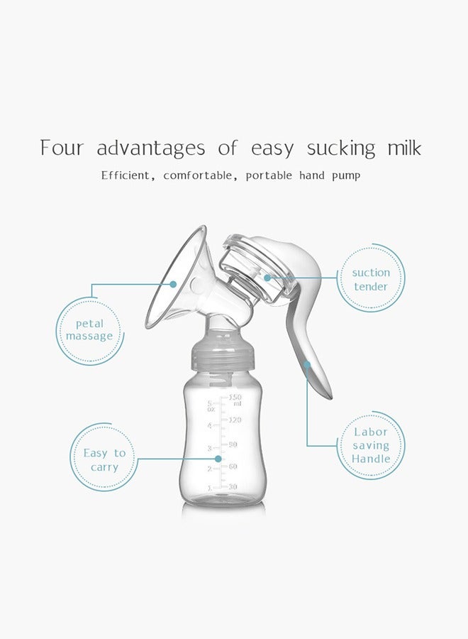 Manual Silicone Breast Pump Painless Breast Massager Quiet, Pain-Free 180 ML With Adjustable Suction And Accessories - Image 2
