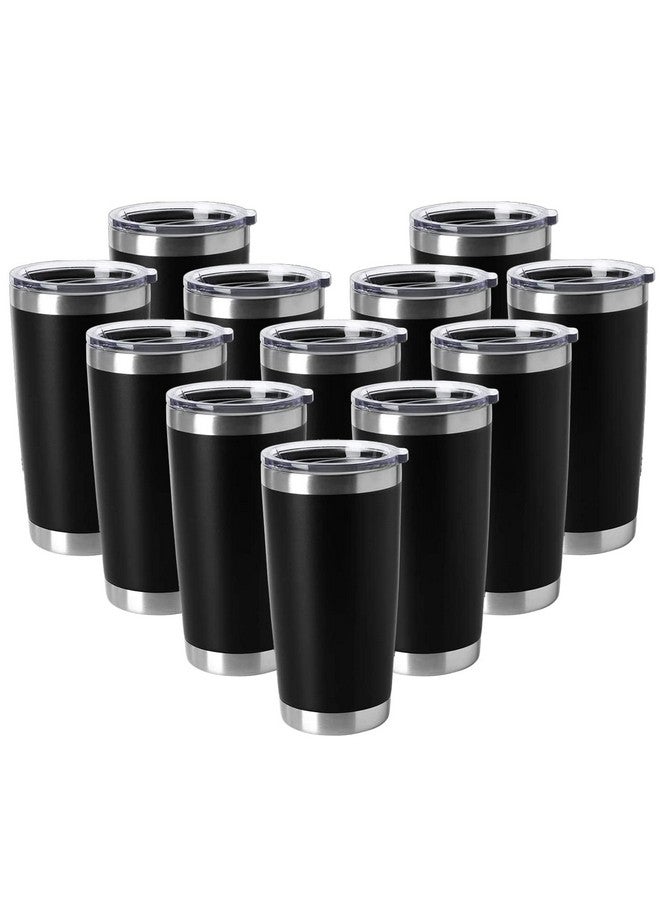 HASLE OUTFITTERS HASLE OUTFITTERS 20oz Tumblers Stainless Steel Mugs with Lid Double Wall Vacuum Insulated Coffee Cups for Cold & Hot Drinks (20oz-Black, 12 Pack)  - Image 1