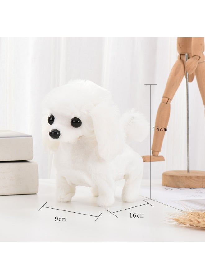 Plush Electric Puppy Walking Can Bark Can Wag Its Tail Stall Toy Simulation Dog Child Toy Boy Girl-Color:Poodle [Powder]]  - Image 4