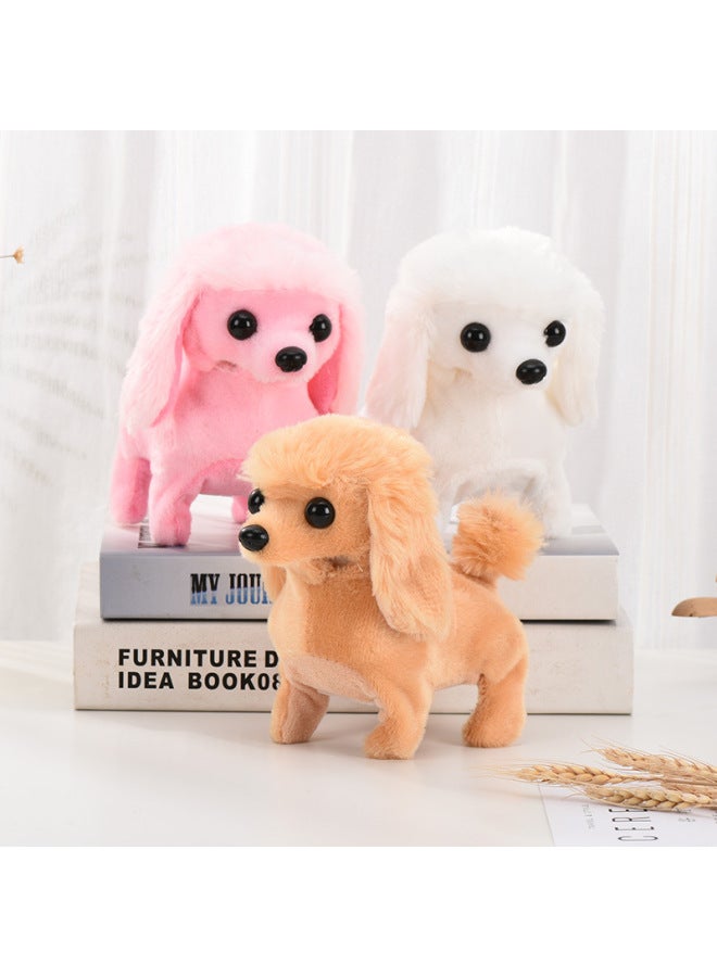 Plush Electric Puppy Walking Can Bark Can Wag Its Tail Stall Toy Simulation Dog Child Toy Boy Girl-Color:Poodle [Powder]]  - Image 3