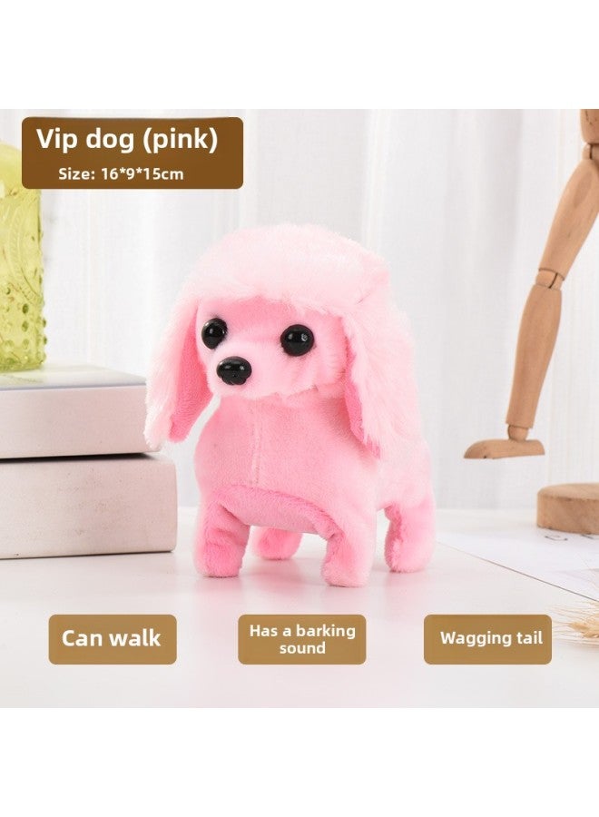 Plush Electric Puppy Walking Can Bark Can Wag Its Tail Stall Toy Simulation Dog Child Toy Boy Girl-Color:Poodle [Powder]]  - Image 1