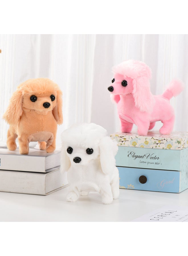 Plush Electric Puppy Walking Can Bark Can Wag Its Tail Stall Toy Simulation Dog Child Toy Boy Girl-Color:Poodle [Powder]]  - Image 2