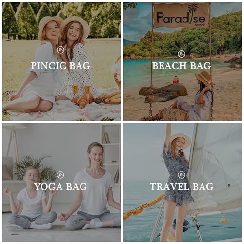 YOOLIFE Canvas Tote Bags - Beach Bags for Women, Initial Waterproof Swim Bags & Makeup Bag, Large Pool Tote, Swim Pool Beach Tote, Personalized Gifts for Women R - Image 5