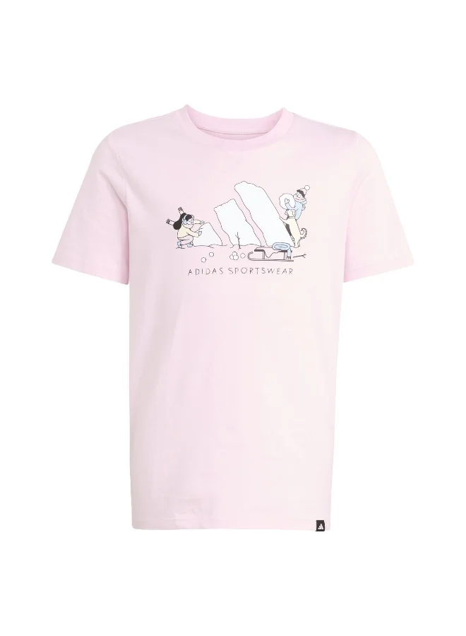 Adidas J W Sports T Pink Training T-Shirts For Junior 7-8Y