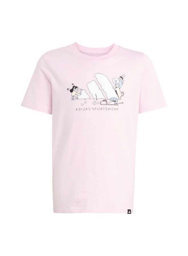 Adidas J W Sports T Pink Training T-Shirts For Junior 7-8Y - Image 1
