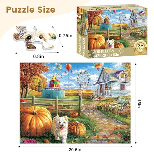 VOLUVOLU 500 Piece Jigsaw Puzzle for Adults Hot Air Balloon Farm Dog Puzzles Funny Puppy Jigsaw Puzzles Animal Pet Lover Challenging Puzzles for Friends Family Activity Game Nights Gifts - Image 5