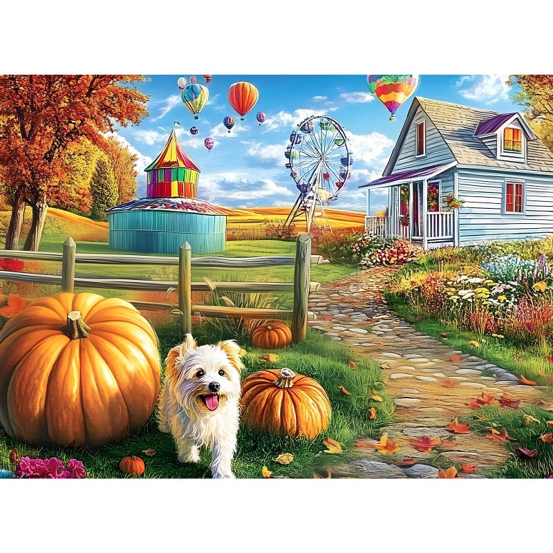VOLUVOLU 500 Piece Jigsaw Puzzle for Adults Hot Air Balloon Farm Dog Puzzles Funny Puppy Jigsaw Puzzles Animal Pet Lover Challenging Puzzles for Friends Family Activity Game Nights Gifts - Image 3