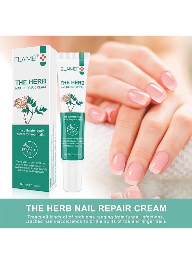 Elaimei Herb Nail Repair Cream, Nail Repair Essence Cream, Restores Appearance Of Discolored Or Damaged Nails, Toe Be Health Instant Beauty Cream For Toenail Care Under The Nail 15G  - Image 3