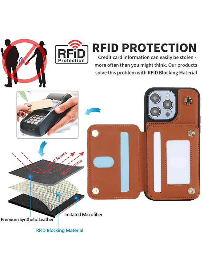 Zaboon Case For iPhone 13 Pro Max YM006 Skin Feel Zipper Card Bag Phone Case with Dual Lanyard - Image 3