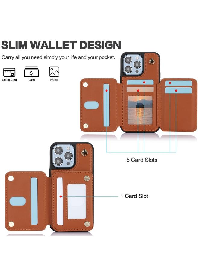 Zaboon Case For iPhone 13 Pro Max YM006 Skin Feel Zipper Card Bag Phone Case with Dual Lanyard - Image 2