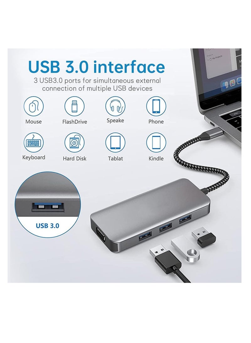 ECVV موزع USB C 8 في 1 من ECVV، محول متعدد المنافذ، محول HDMI بدقة 4K/منفذ إيثرنت 100 ميجابت في الثانية/شحن PD/منفذ USB 3.0 وUSB 2.0/قارئ بطاقات SD وTF لأجهزة الكمبيوتر المحمولة وأجهزة Type C - Image 2