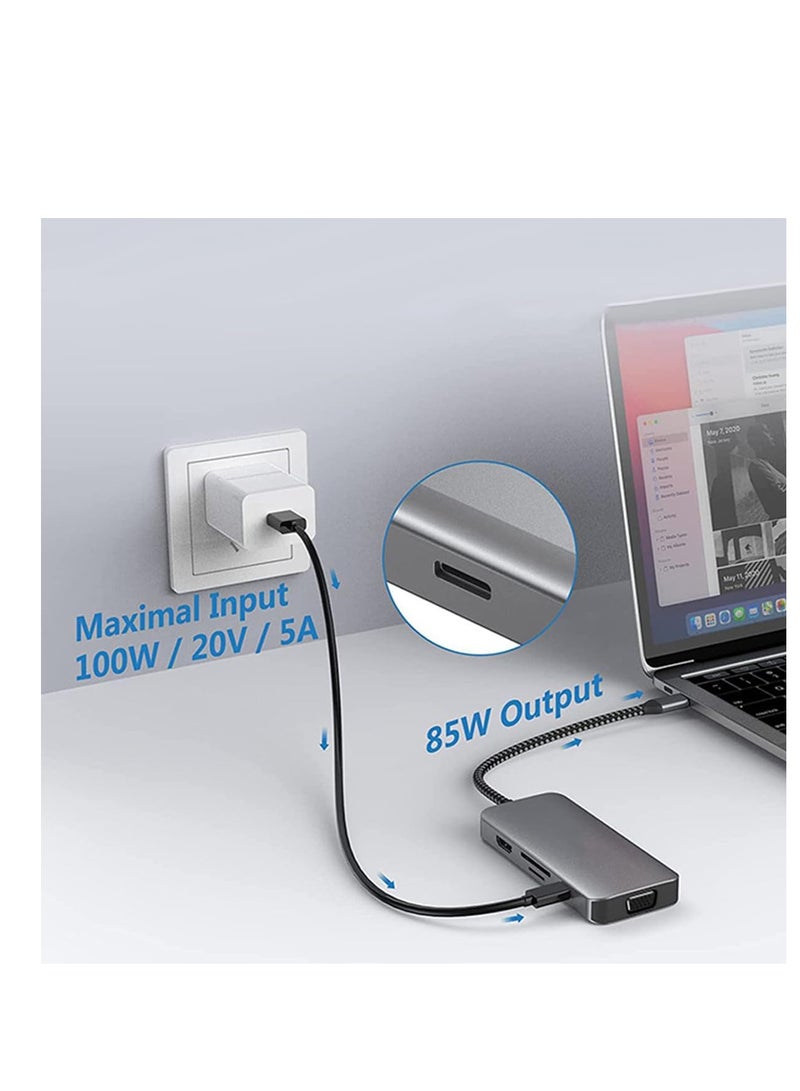 ECVV موزع USB C 8 في 1 من ECVV، محول متعدد المنافذ، محول HDMI بدقة 4K/منفذ إيثرنت 100 ميجابت في الثانية/شحن PD/منفذ USB 3.0 وUSB 2.0/قارئ بطاقات SD وTF لأجهزة الكمبيوتر المحمولة وأجهزة Type C - Image 3