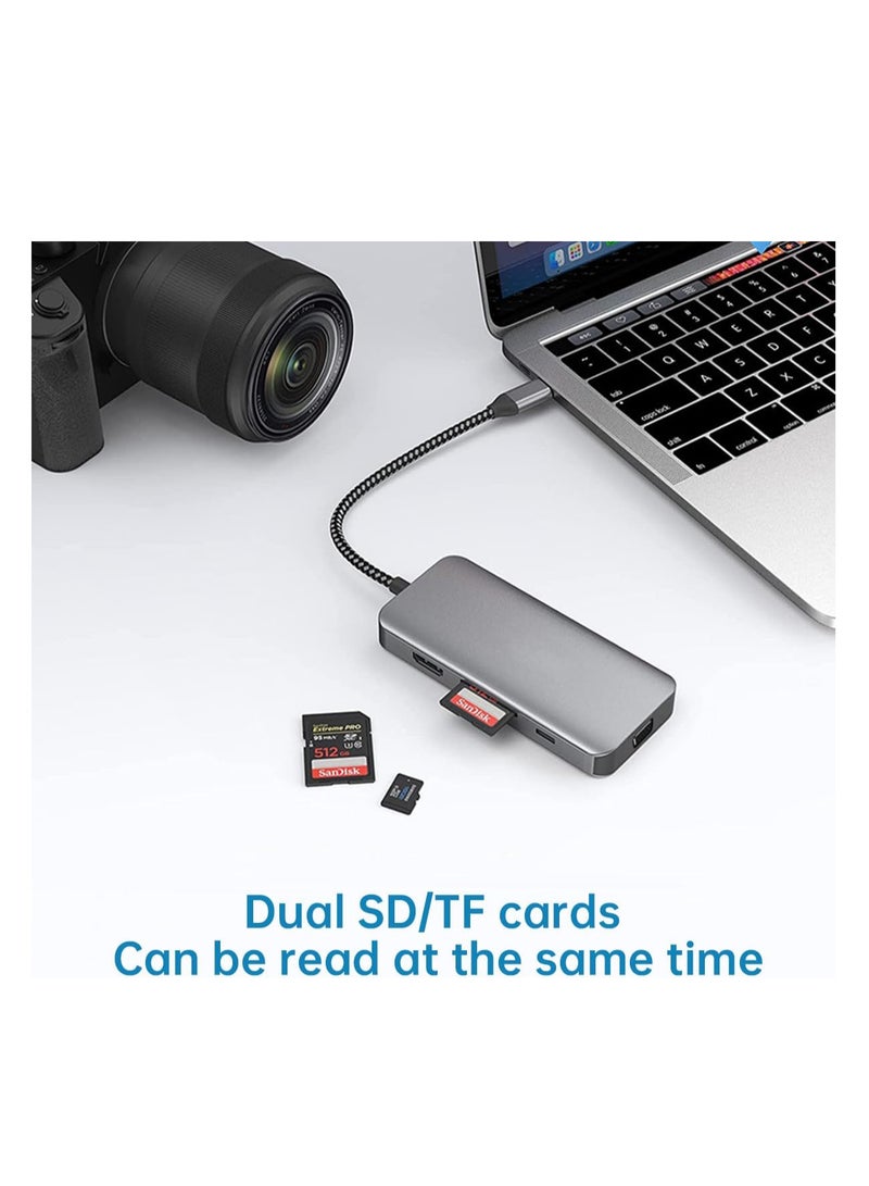 ECVV موزع USB C 8 في 1 من ECVV، محول متعدد المنافذ، محول HDMI بدقة 4K/منفذ إيثرنت 100 ميجابت في الثانية/شحن PD/منفذ USB 3.0 وUSB 2.0/قارئ بطاقات SD وTF لأجهزة الكمبيوتر المحمولة وأجهزة Type C - Image 4