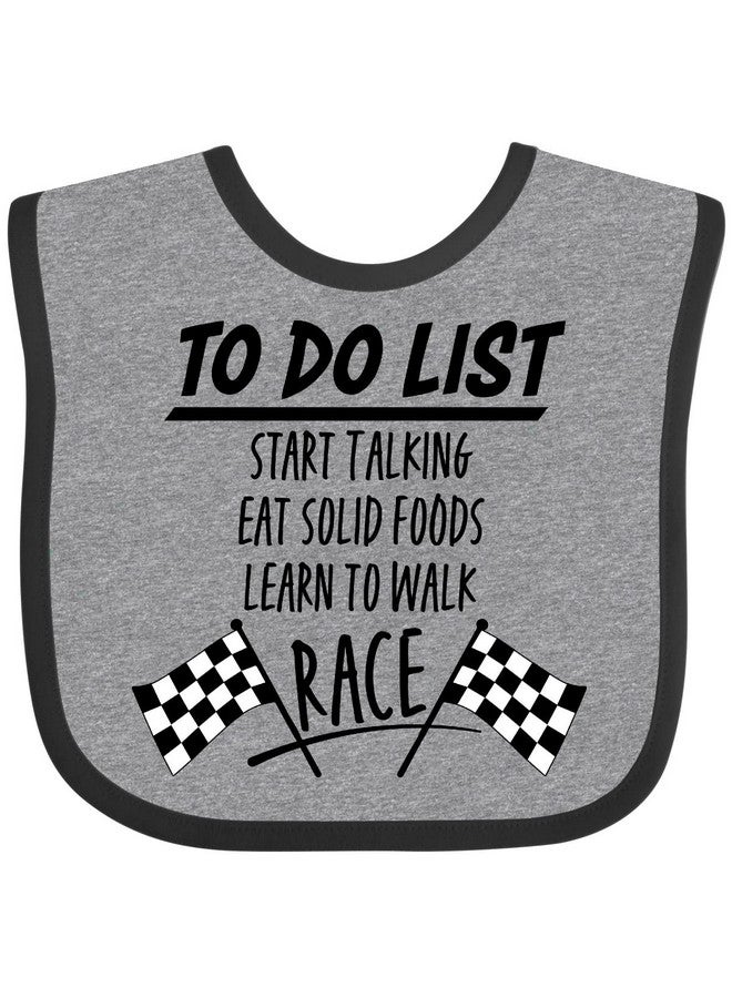 inktastic To Do List Funny Racing for Baby Baby Bib Heather and Black 3b88a - Image 1