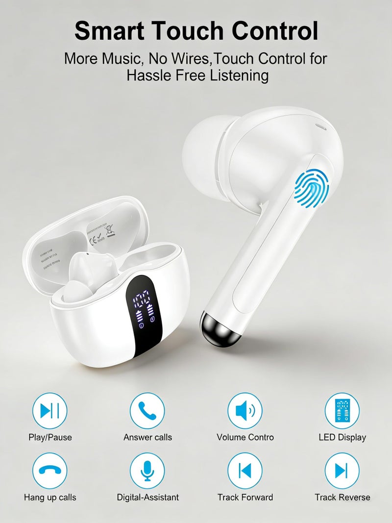 AILKIN Wireless Earbuds for Motorola Edge 70 50 40 Fusion, Razr 2026 2025 2024 Plus, Bluetooth 5.3 Headphones with Dual LED Power Display, Earphones Stereo Ear Buds for Apple Air Pods Android Buds - Image 2