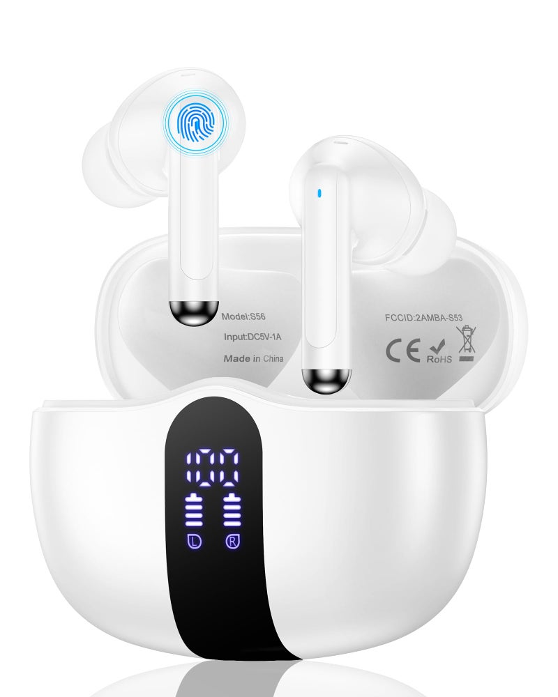 AILKIN Wireless Earbuds for Motorola Edge 70 50 40 Fusion, Razr 2026 2025 2024 Plus, Bluetooth 5.3 Headphones with Dual LED Power Display, Earphones Stereo Ear Buds for Apple Air Pods Android Buds - Image 1