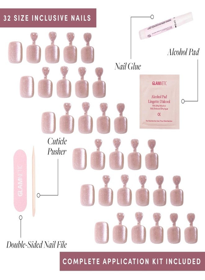 Glamnetic أظافر القدم الاصطناعية جلامنيتيك - العهد | أظافر أصابع القدم بلون بيج لامع مع لمسة مخملية | 16 مقاس - مجموعة أظافر قدم مكونة من 32 ظفر مع غراء - Image 4