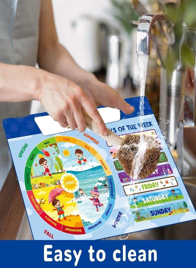 OBUSATT Educational Placemats for Kids Set of 8 Back to School Preschool Toddler Placemat Washable Table Mat Time, Number, Human Body, Shapes, Fruits, Vegetables, Vehicles, Alphabet for School Dining Table - Image 4
