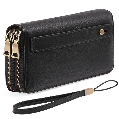 GAEKEAO Wallet for Women Clutch RFID Blocking Leather Wristlet Purse Large Capacity Credit Card Holder with Grip Hand Strap - Image 1