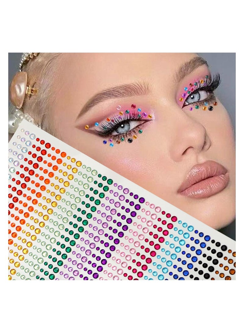 SYOSI 1250pcs Rhinestone Stickers Face Stickers Face Stickers Self-Adhesive Face Diamonds Rhinestones for Makeup Nail Gems for Face Eye Belly Arm Body Nail Decoration Party - Image 2