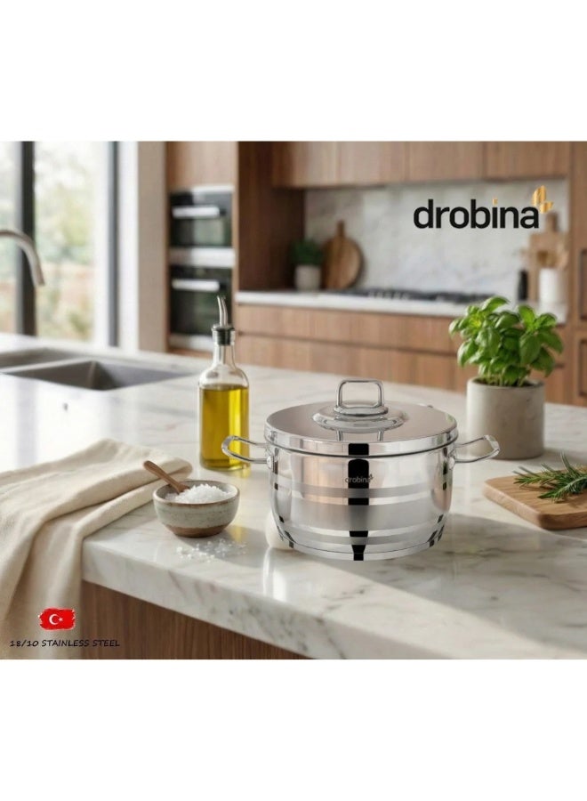 Drobina Pots Set 10 Pieces Turkish Stainless Steel Steel Lids 18/10 - Image 2