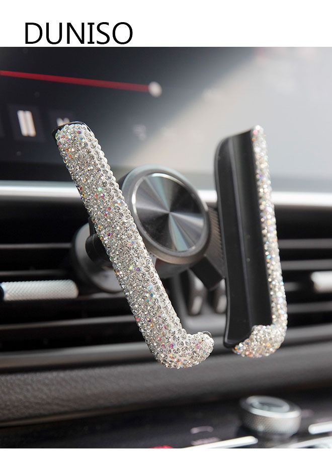 DUNISO Bling Car Phone Holder Mini Car Dash Air Vent Automatic Phone Mount Universal 360°Adjustable Crystal Auto Car Stand Phone Holder Car Accessories for Women and Girls  - Image 1