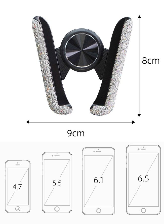 DUNISO Bling Car Phone Holder Mini Car Dash Air Vent Automatic Phone Mount Universal 360°Adjustable Crystal Auto Car Stand Phone Holder Car Accessories for Women and Girls  - Image 3