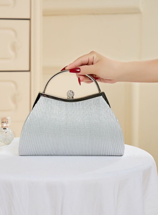 SHABILI Women's Sparkling Evening Party Clutch Bag, Ladies Designer Chain Banquet Package Handbag Tote Bags Shoulder Bag, Casual Solid Color Crossbody Bag Satchel Bag Side Bag Carry Bag for College Students  - Image 2