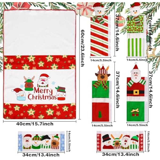 ريحني غطاء مقبض باب الثلاجة لعيد الميلاد، 7 قطع، زينة ثلاثية الأبعاد لأبواب الثلاجة على شكل رجل ثلج، غطاء مقبض ثلاجة لعيد الميلاد، واقي للميكروويف وغسالة الأطباق، لوازم مطبخ حفلات عيد الميلاد - Image 4