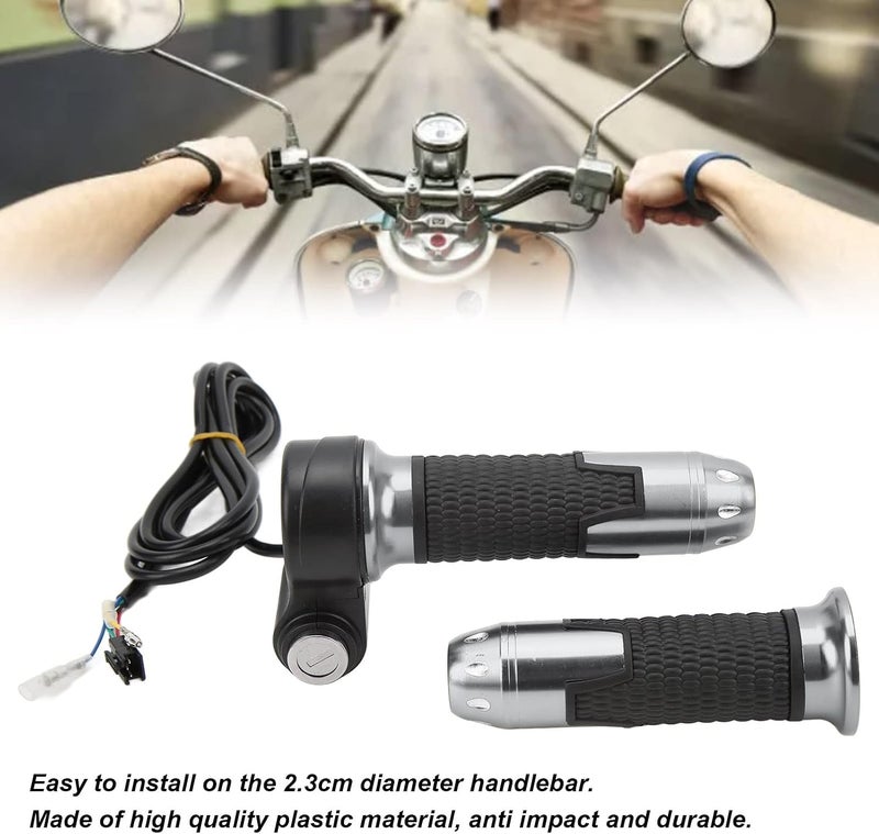 RIZGHWOY Electric Bike Throttle Grip Handlebar with Keys, 2.3 cm Diameter, Hall Sensor Controller Compatible, Grey, Plastic, 326g - Image 3