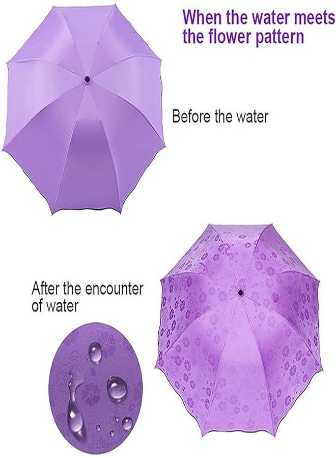 QUALIZA Fancy Magic Umbrella Changing Secret Blossoms Occur with Water Magic Print 3 Fold Umbrella for Women Men & Children Umbrella Flower Print Sun and Rain (pack of 1) - Image 5