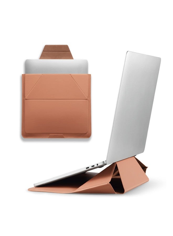 MOFT Laptop Sleeve Case & Laptop Stand for 13-14 inch Laptop, Vegan Leather Laptop Bag with Expandable Storage, 2 Adjustable Angles, Compatible with MacBook Air/Pro 13-14 inch, Nude
