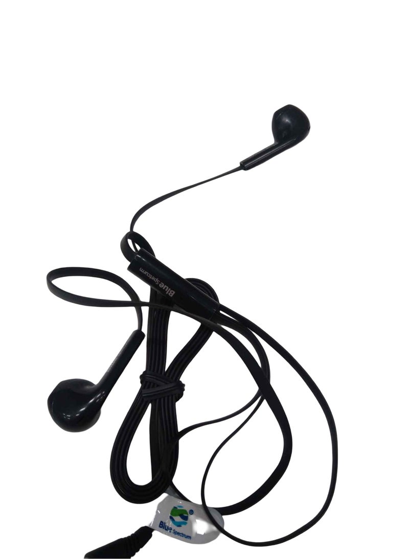 Blue Spectrum Wired Stereo Earphone Handsfree In-Ear 3.5mm Jack headset earbuds - Black