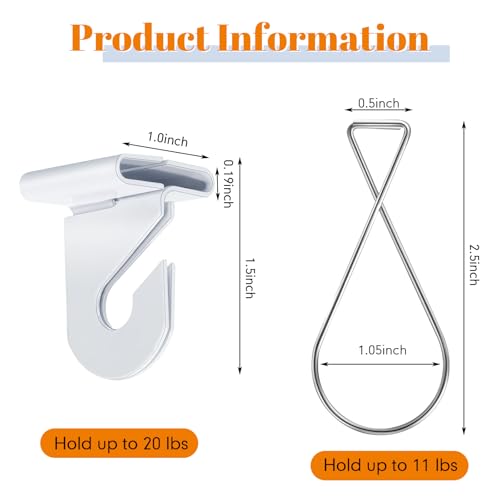 Vicenpal 100 Pcs Drop Ceiling Hooks Bulk for Classrooms Offices Hanging Set, 50 Pairs Right and Left 50 Pcs Clips for Tile Decorations, Metal Suspended T Bar Hooks for School Plants - Image 2