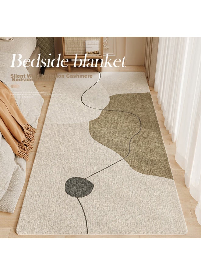 Slowly Say Manshuo Bedside Rug, Bedroom Faux Cashmere Bedside Carpet, Thick Non-slip Room Mat, Wabi-sabi Style High-end Sofa And Coffee Table Rug - Image 1