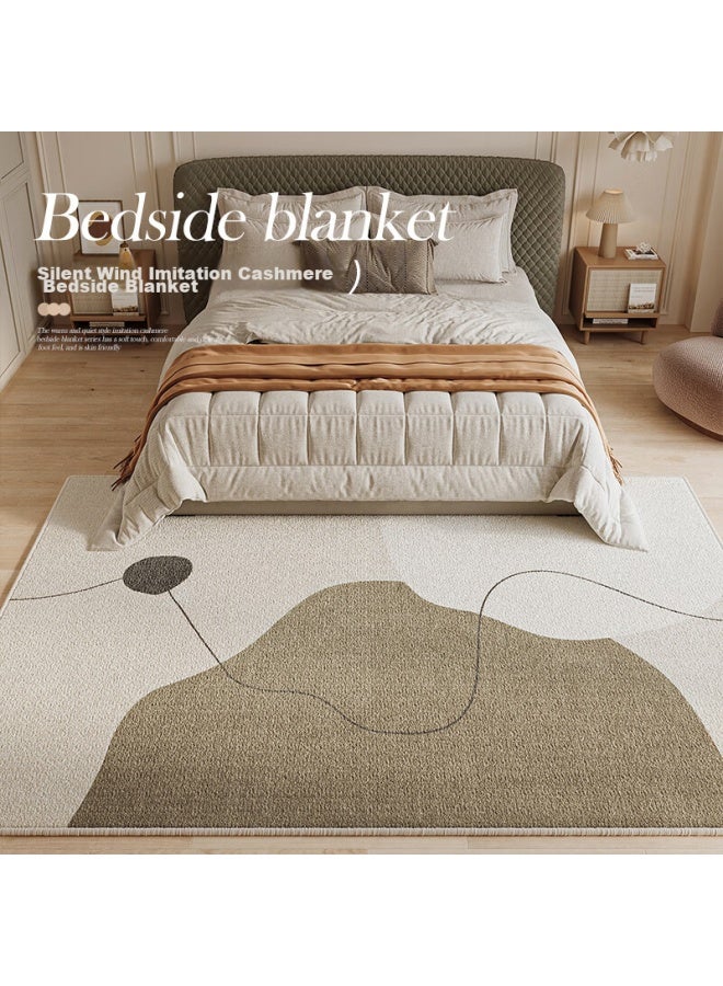 Slowly Say Manshuo Bedside Rug, Bedroom Faux Cashmere Bedside Carpet, Thick Non-slip Room Mat, Wabi-sabi Style High-end Sofa And Coffee Table Rug - Image 3