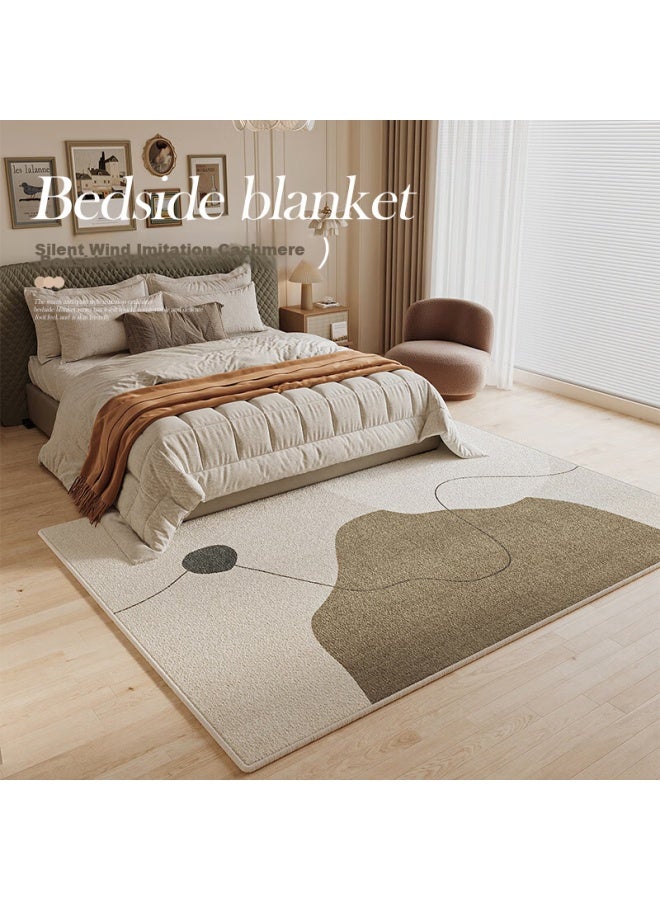 Slowly Say Manshuo Bedside Rug, Bedroom Faux Cashmere Bedside Carpet, Thick Non-slip Room Mat, Wabi-sabi Style High-end Sofa And Coffee Table Rug - Image 4