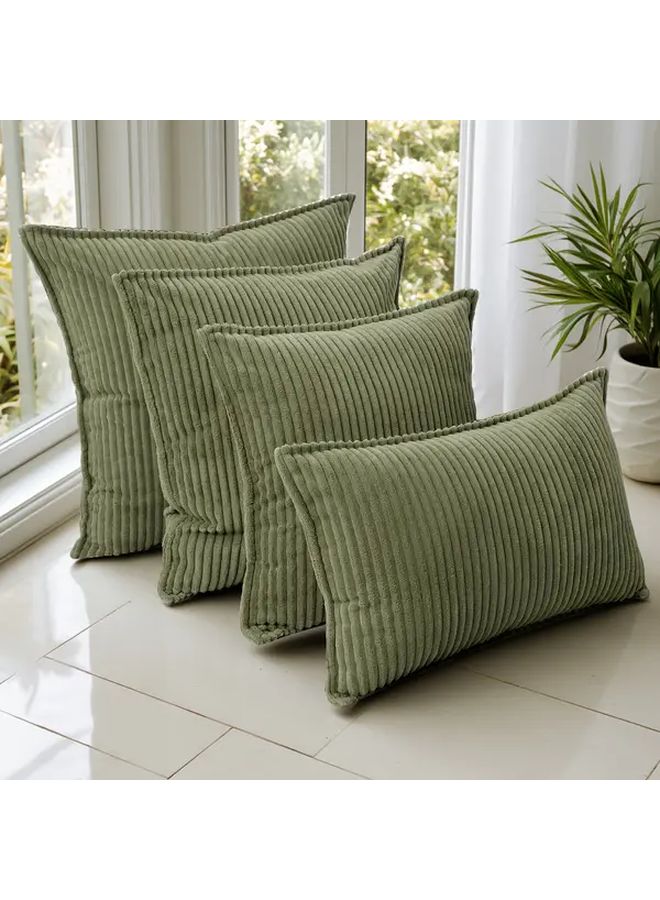 Pumpkin Corduroy Throw Pillow Covers 12x20 Inch Set of 2 Machine Washable Zip Closure - Image 1